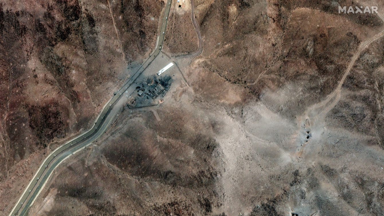 Satellite image shows airstrike craters at Iran’s Fordow Fuel Enrichment Plant near Qom, 24 June 2025 (Maxar Technologies/AFP)