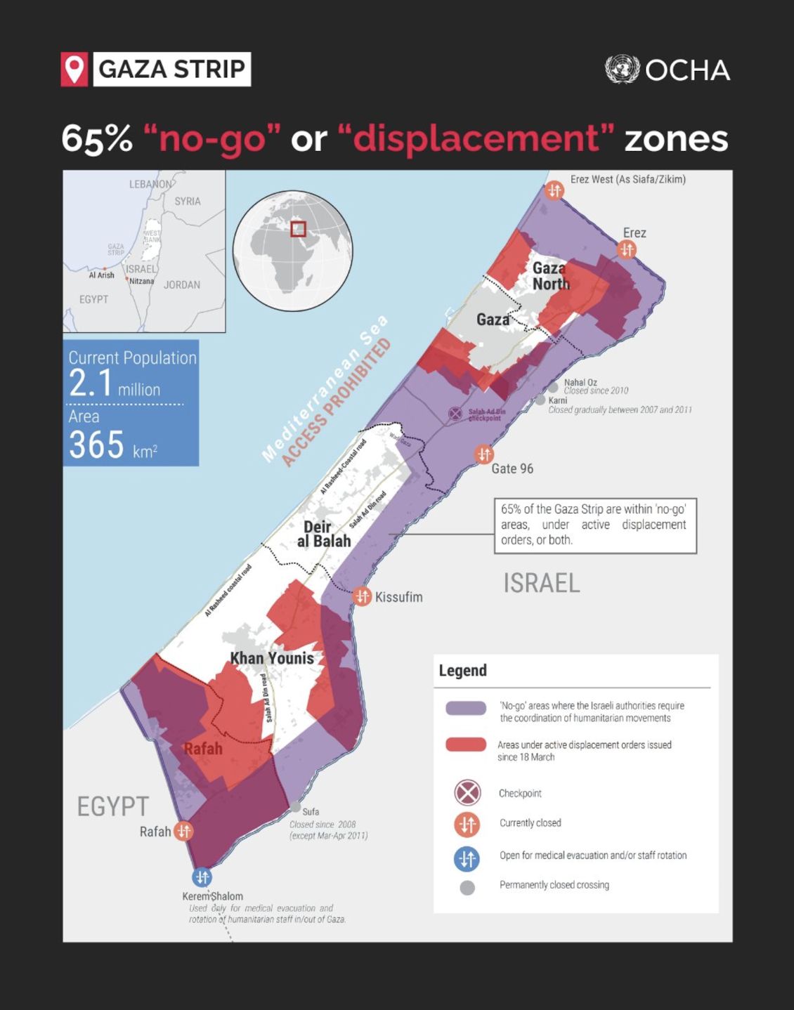 United Nations map shows how two-thirds of Gaza is under a forced displacement order or is a 'no-go' zone