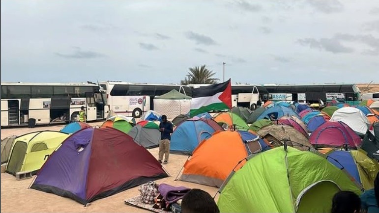 Global Sumud Convoy encampment near the city of Sirte in Libya (Instagram)