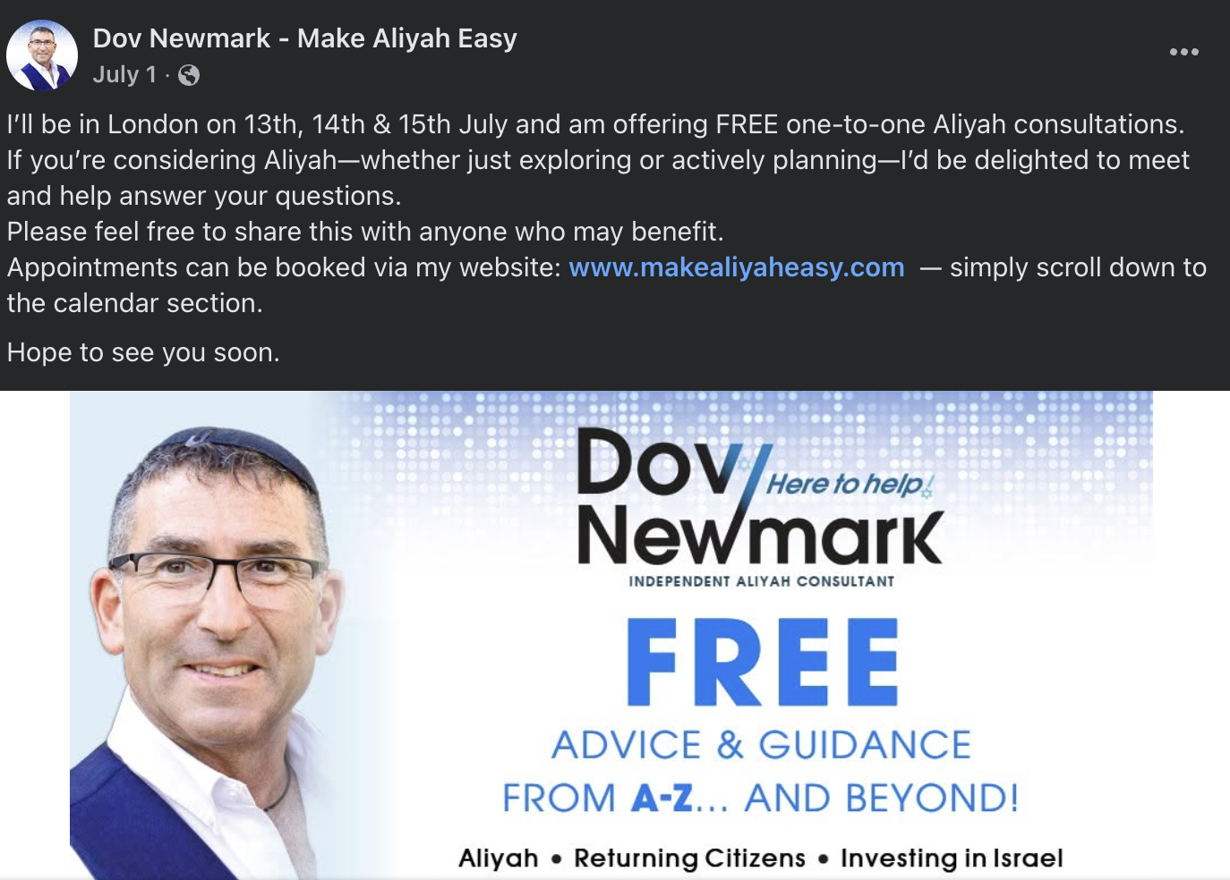 Dov Newmark FB post