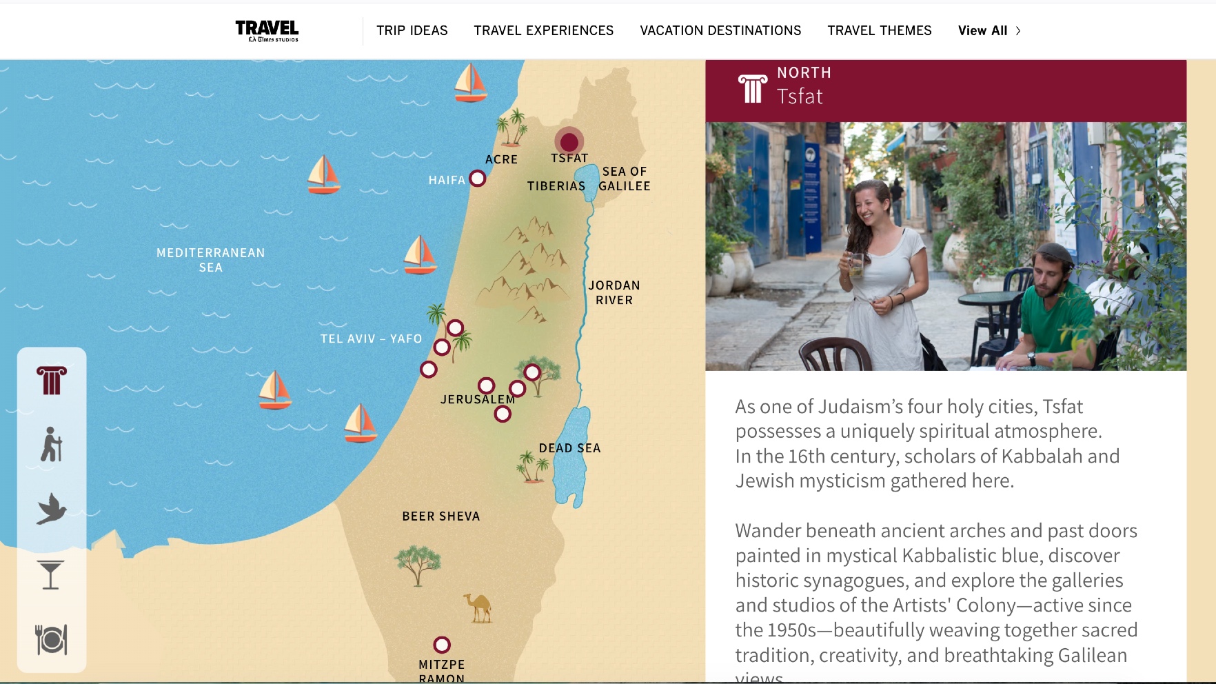 A map of Israel from the river to the sea, erasing the occupied Palestinian territories and Gaza, is shown on the LA Times site as part of an ad placed by the Israeli Ministry of Tourism (Screengrab)