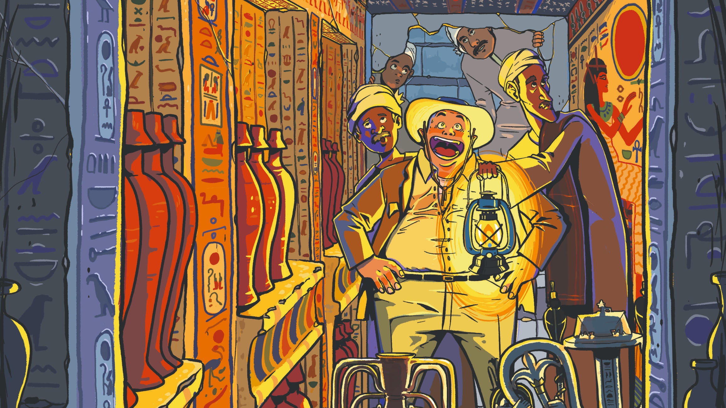 Shokry's father introduced an Italian explorer to a store of weshes in an Ancient Egyptian tomb (Credit: Deena Mohamed/Pantheon)