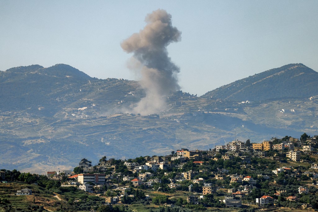 Smoke rises following Israeli bombardment in southern Lebanon as seen from a position across the border in the Upper Galilee in northern Israel on June 19, 2026.
