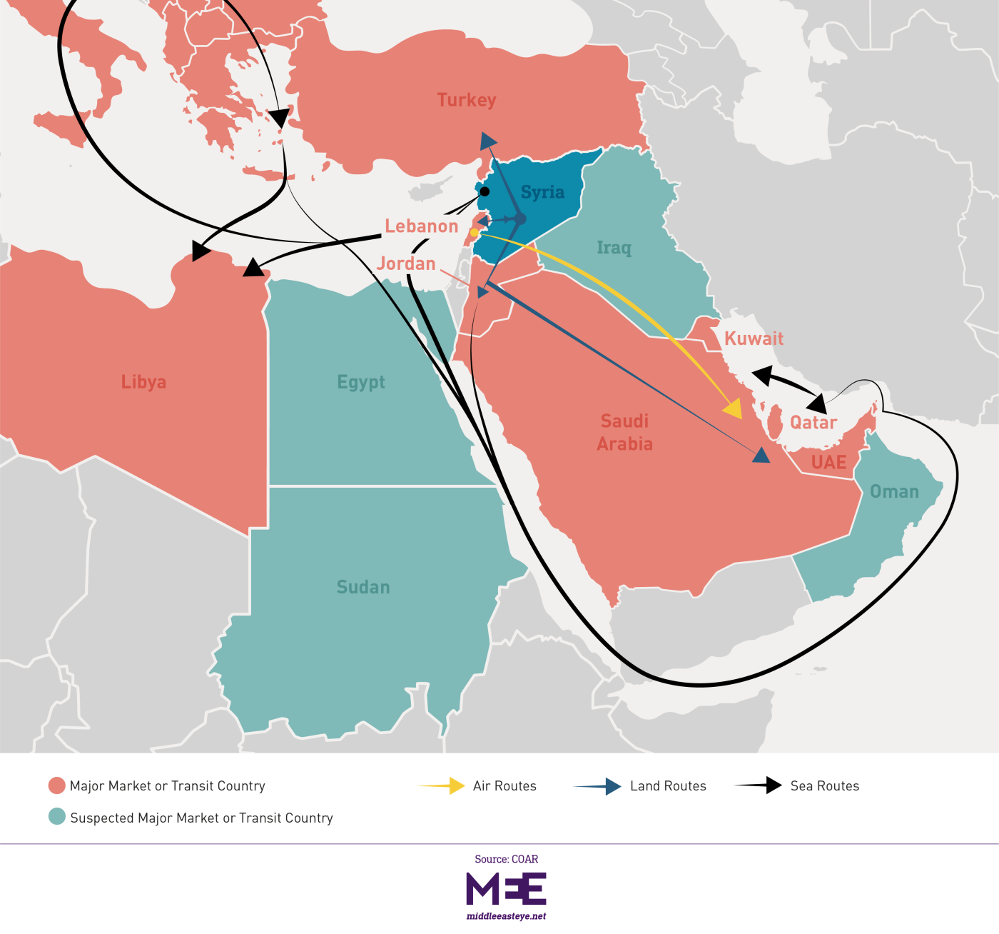 captagon syria map