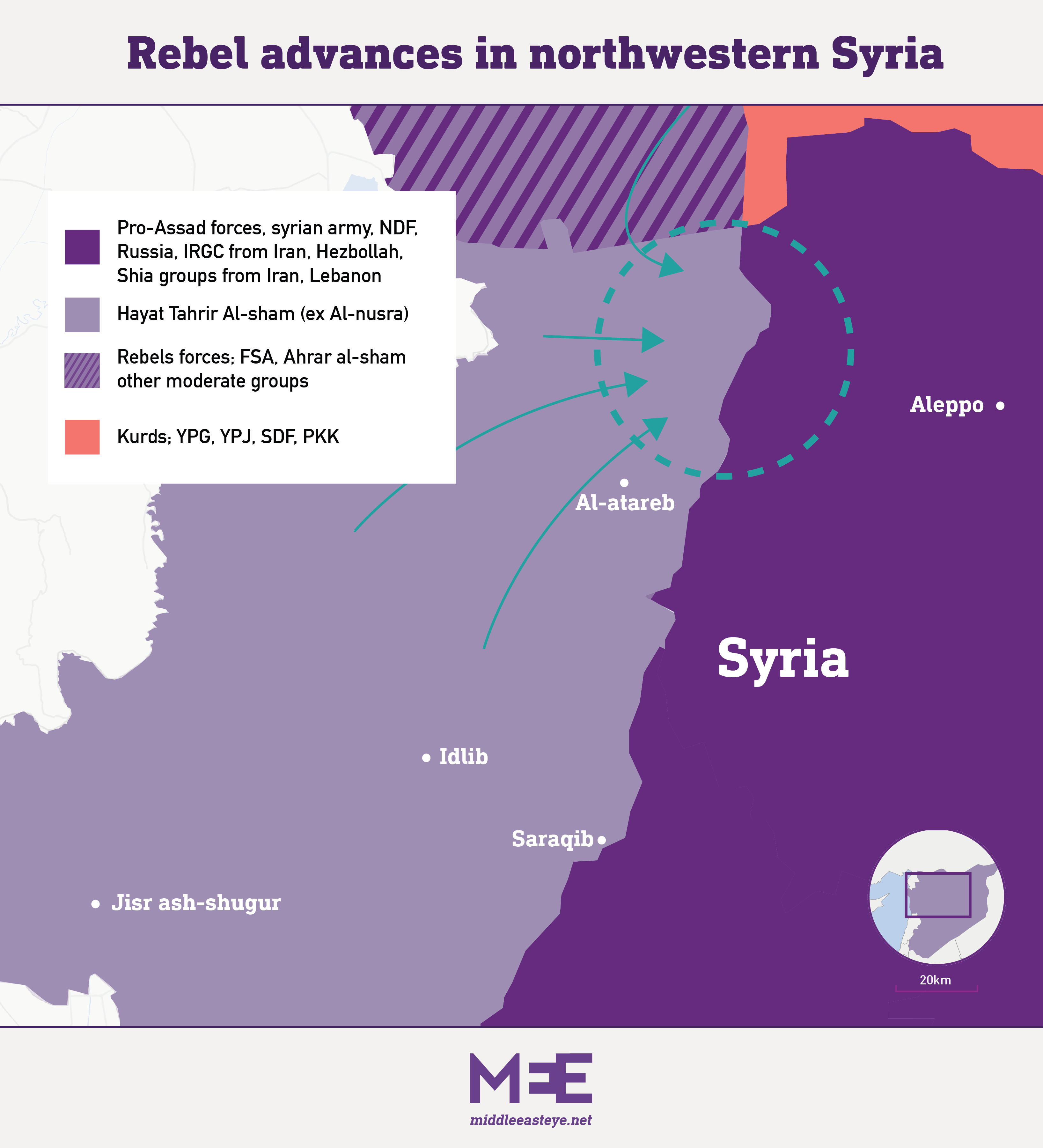 Syrian rebels advance in northwestern Syria, 28 November 2024 (MEE)