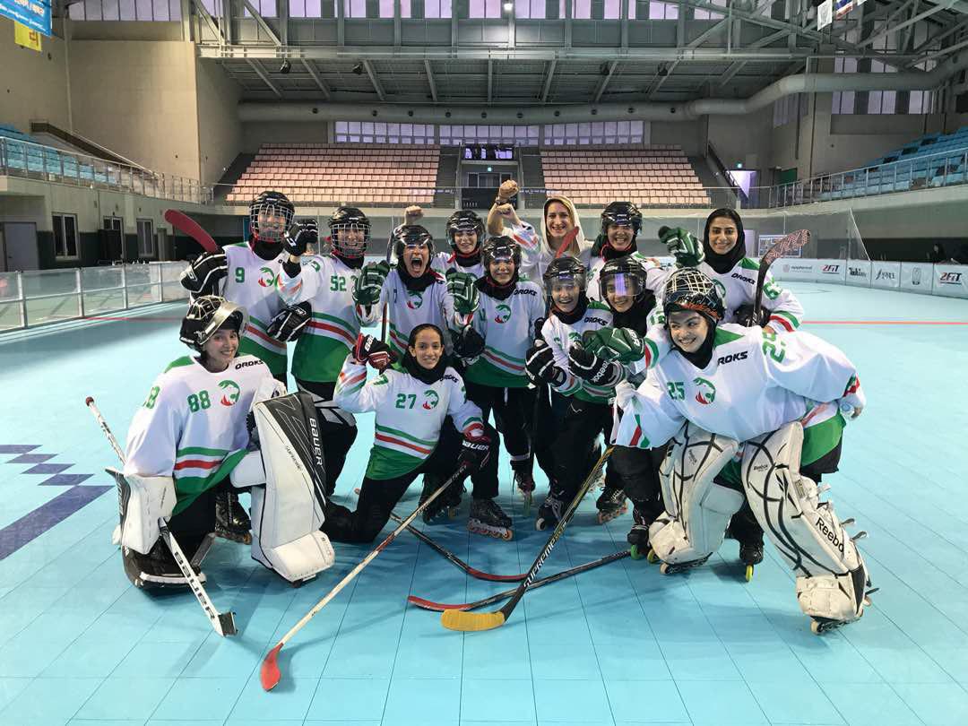 Iranian inline hockey team at Asian Roller Championship in South Korea, 2018