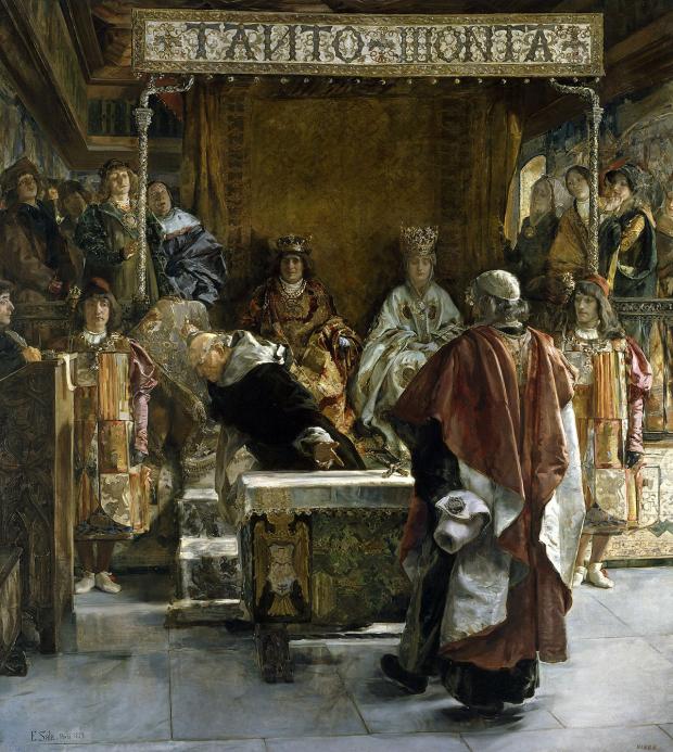 Expulsion des juifs d’Espagne, Emilio Sala y Francés, 1889 : le Grand Inquisiteur Tomás Torquemada présente aux rois catholiques l’édit d’expulsion des juifs d’Espagne (Creative Commons)