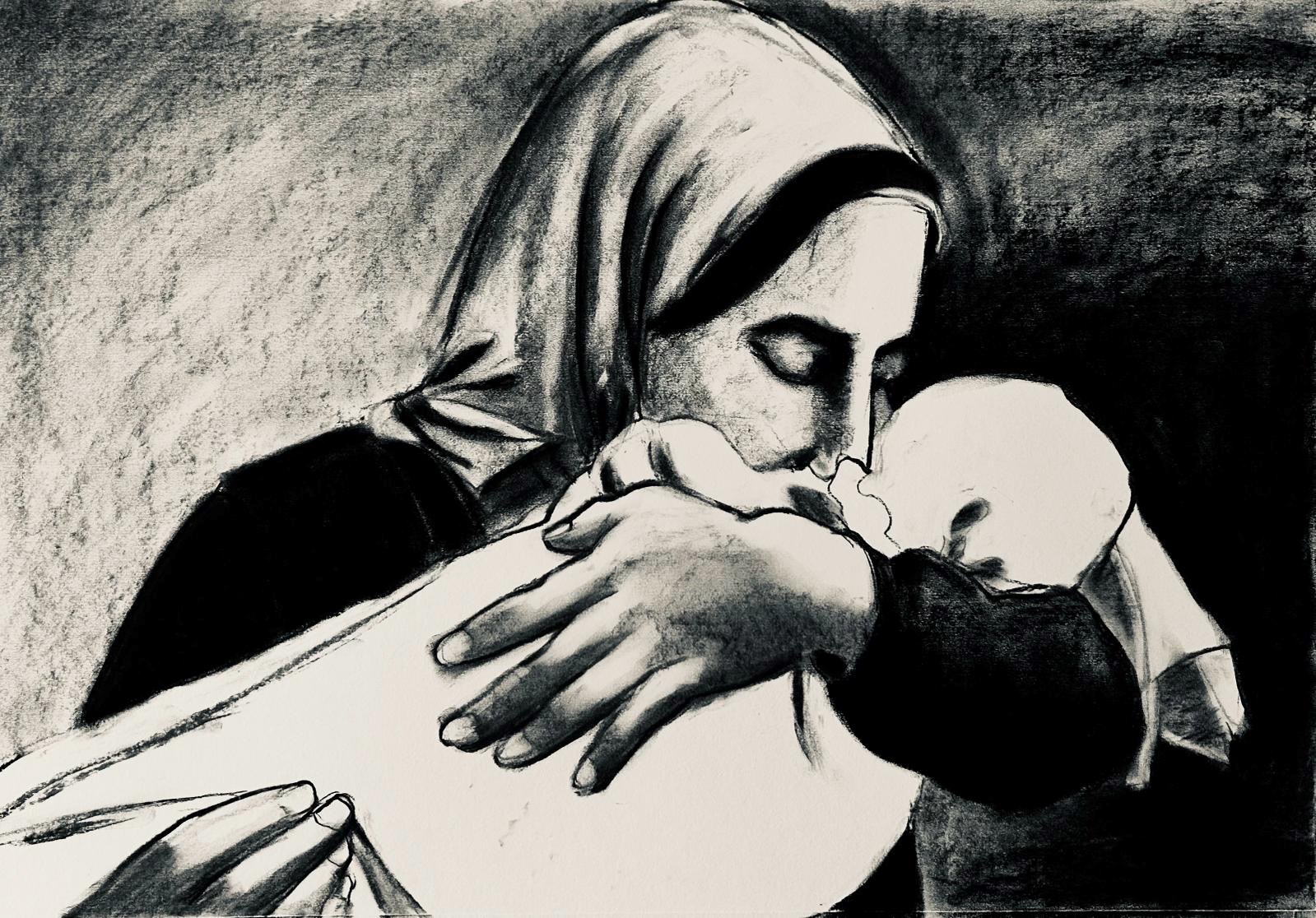 The smallest corpses are the heaviest, Charcoal, 2024 Sandra Watfa