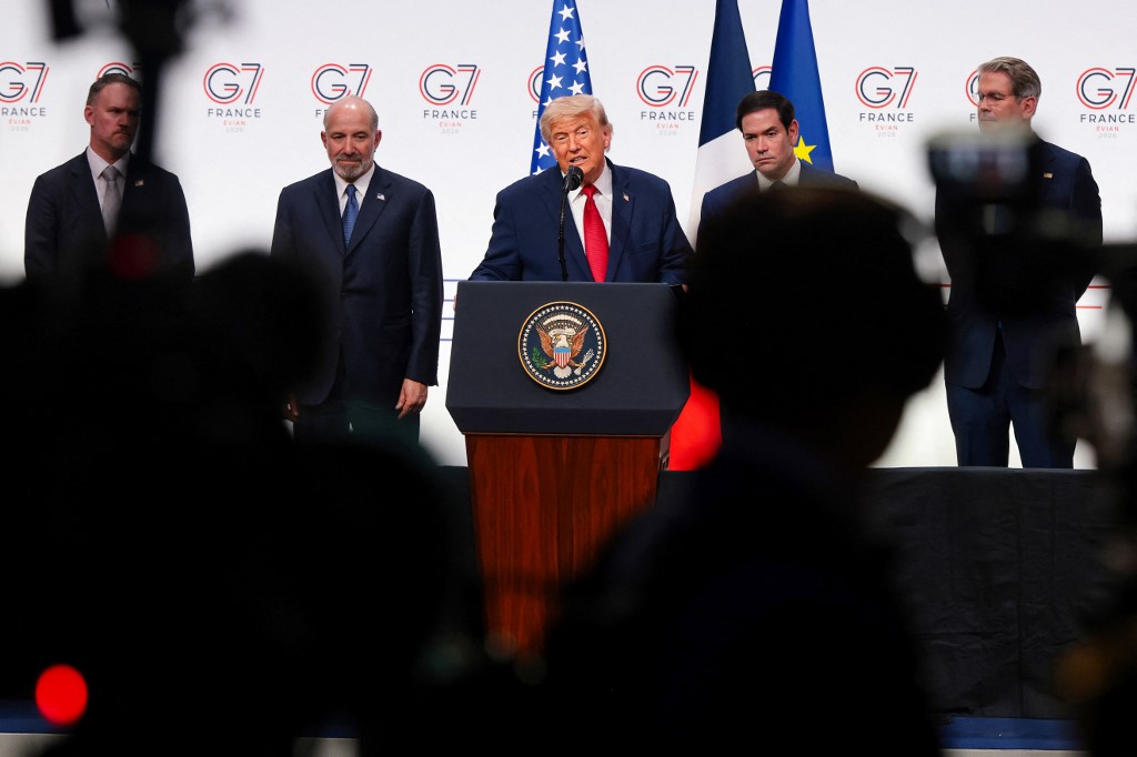 US President Donald Trump, during a press conference during the G7 Leaders' Summit on 17 June 2026, in Evian-les-Bains, France. (AFP)