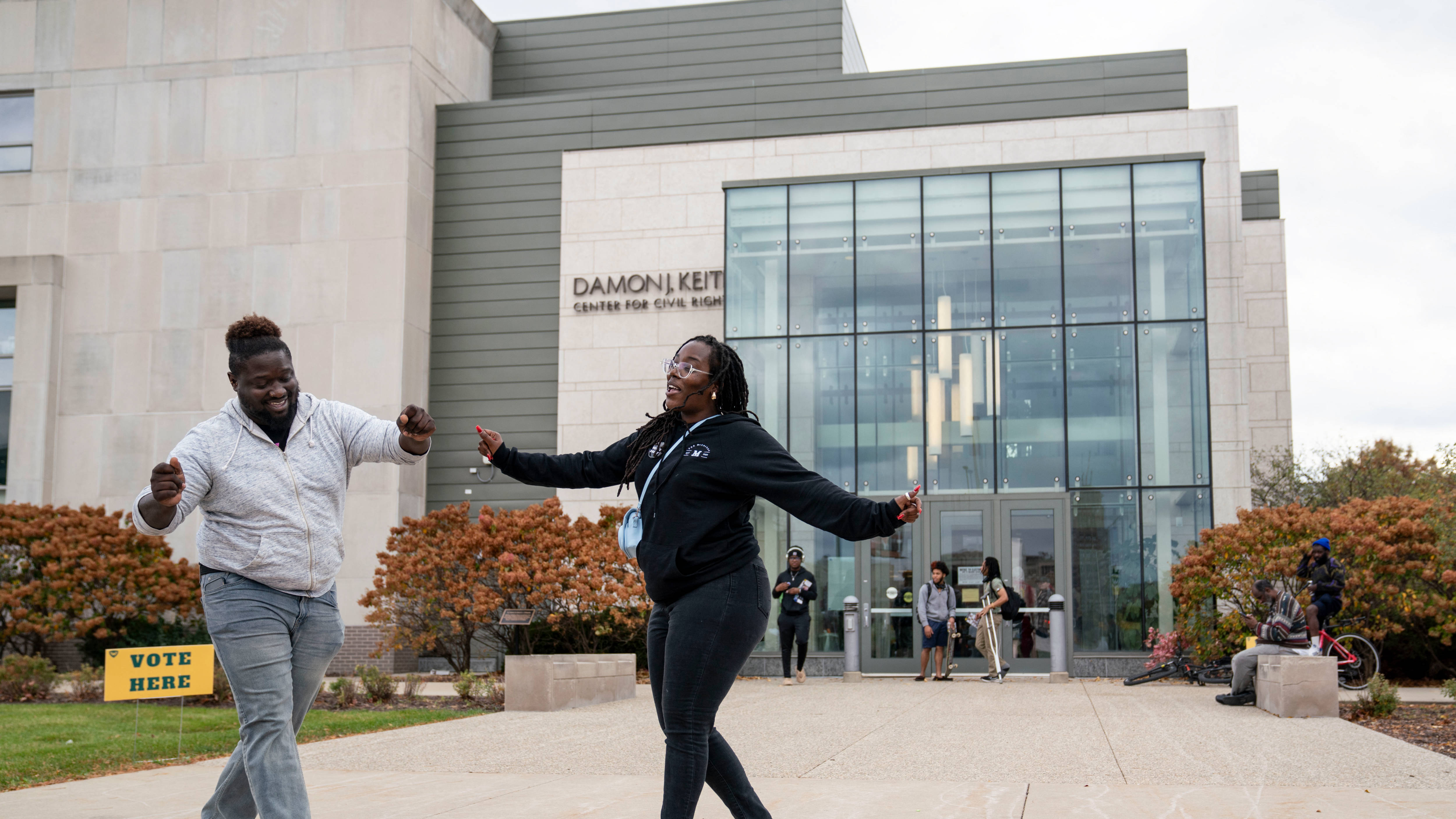 Wayne State University on 5 November, 2024 in Detroit, Michigan (Sarah Rice/ AFP)