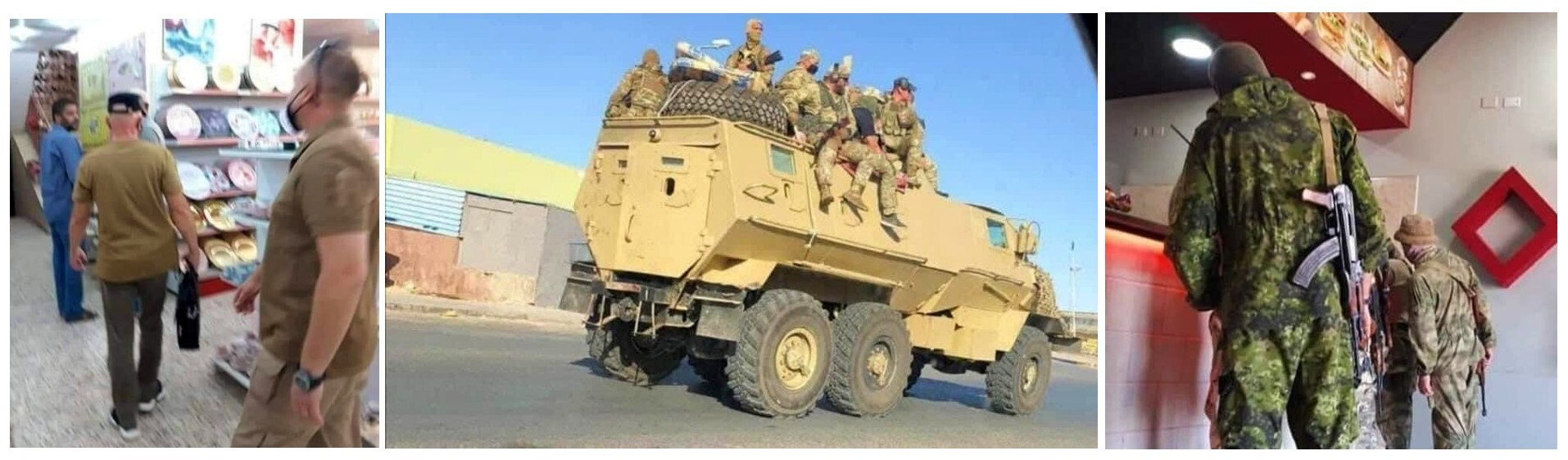 Wagner fighters seen at a shop, road and takeout restaurant (Social media)