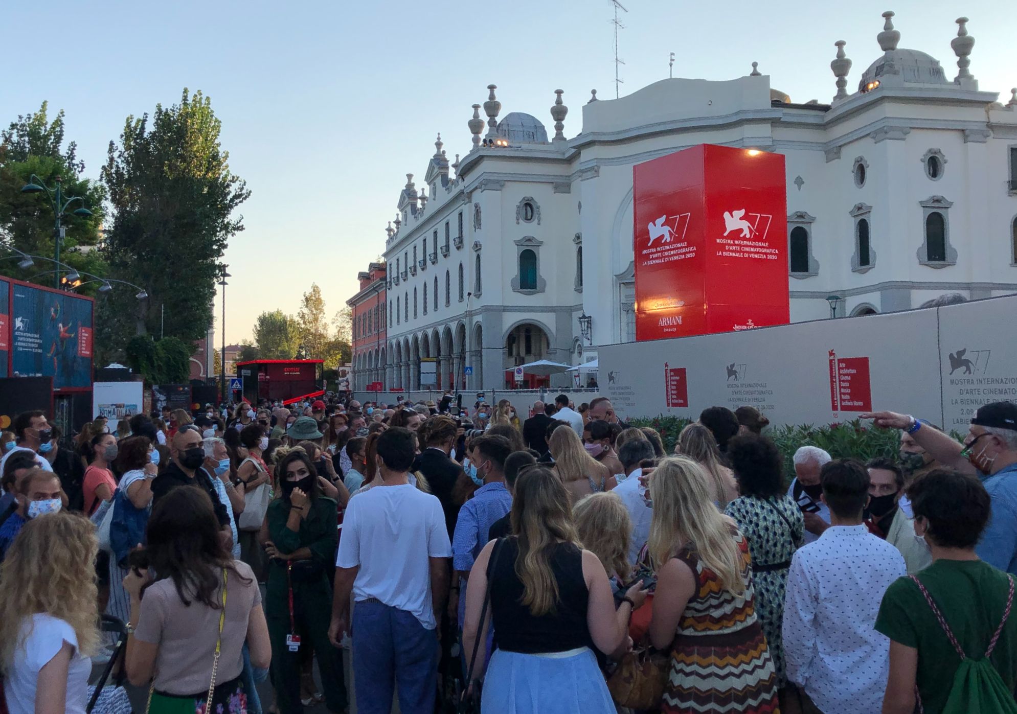 Long queues outside venues meant social distancing was a challenge (Joseph Fahim)