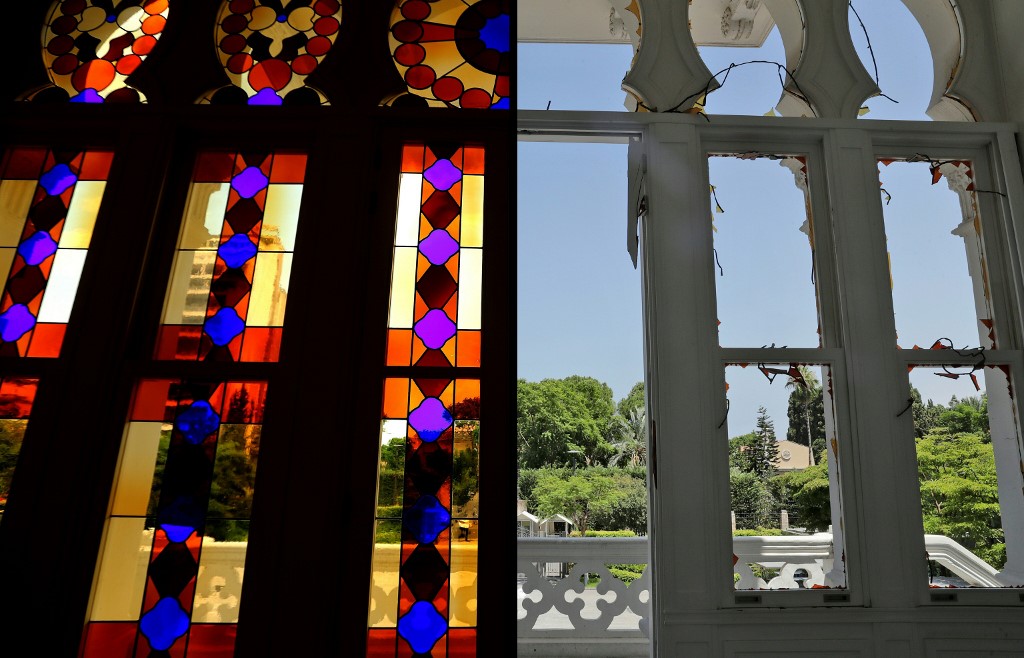 Vitraux du musée Sursock avant et après l’explosion (AFP)