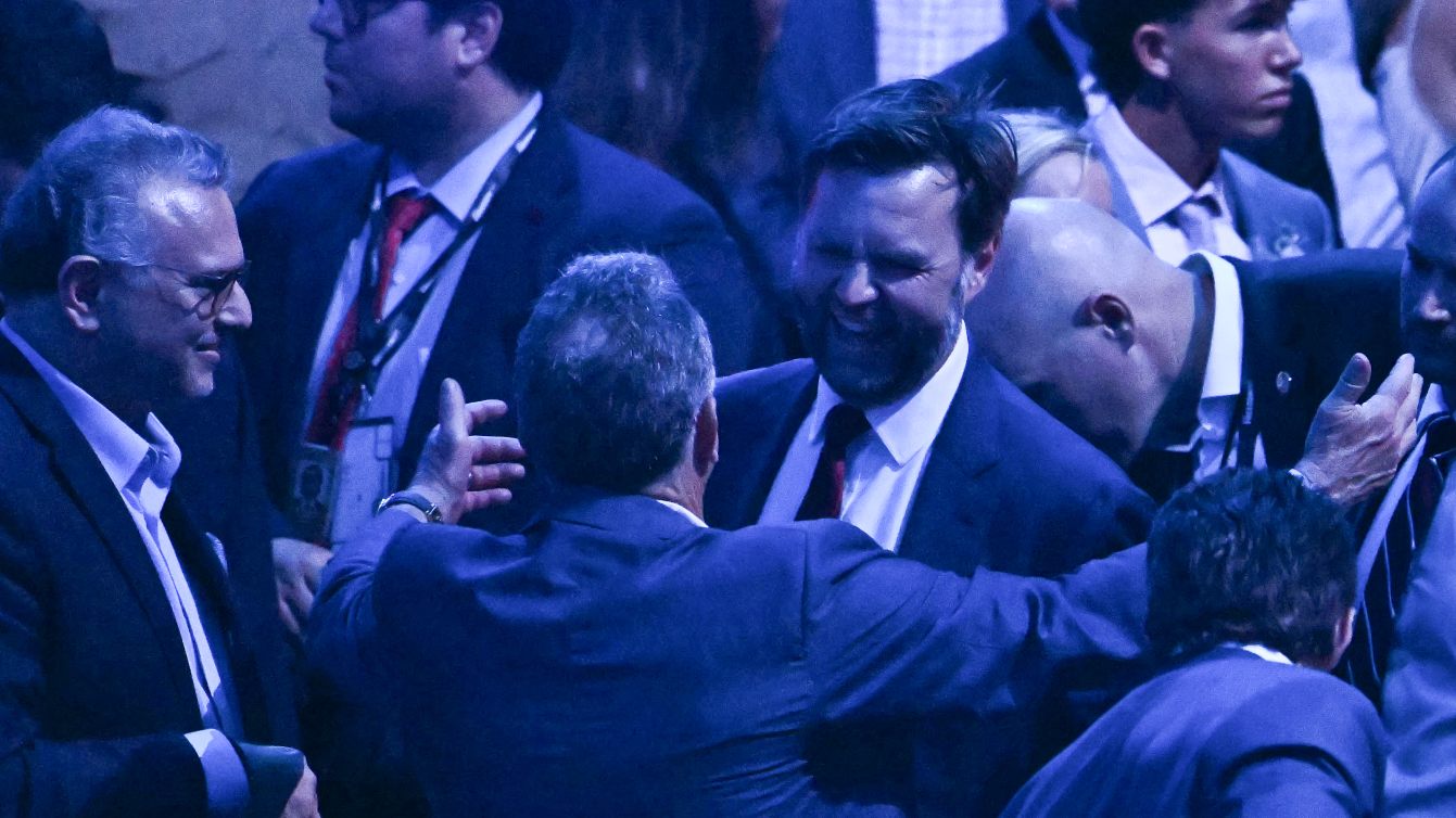 White House envoy Steve Witkoff embraces US Vice President JD Vance during the UFC Freedom 250 event on the South Lawn of the White House in Washington, DC, 14 June 2026 (Kent Nishimura/AFP)