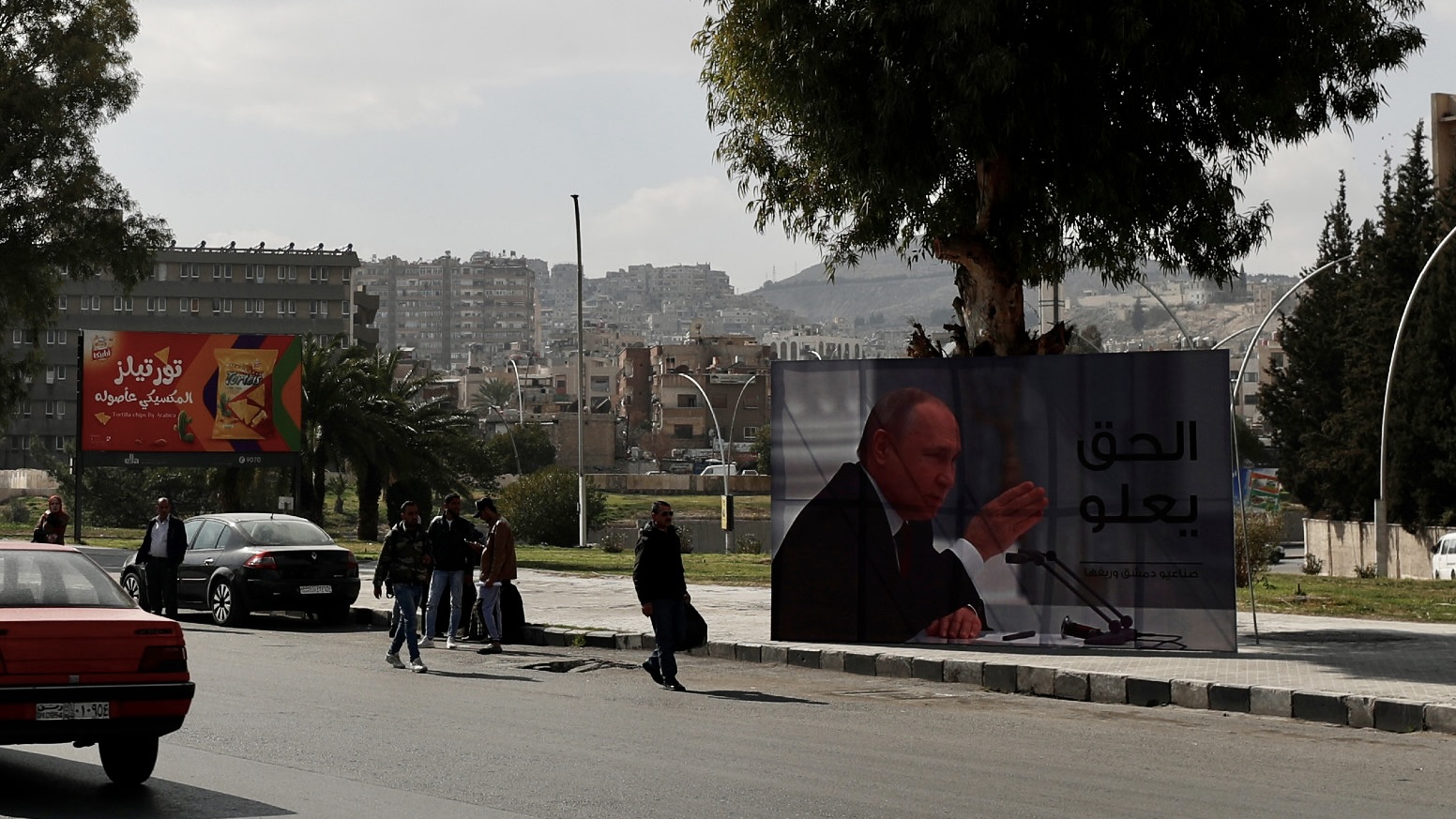 putin face damascus poster