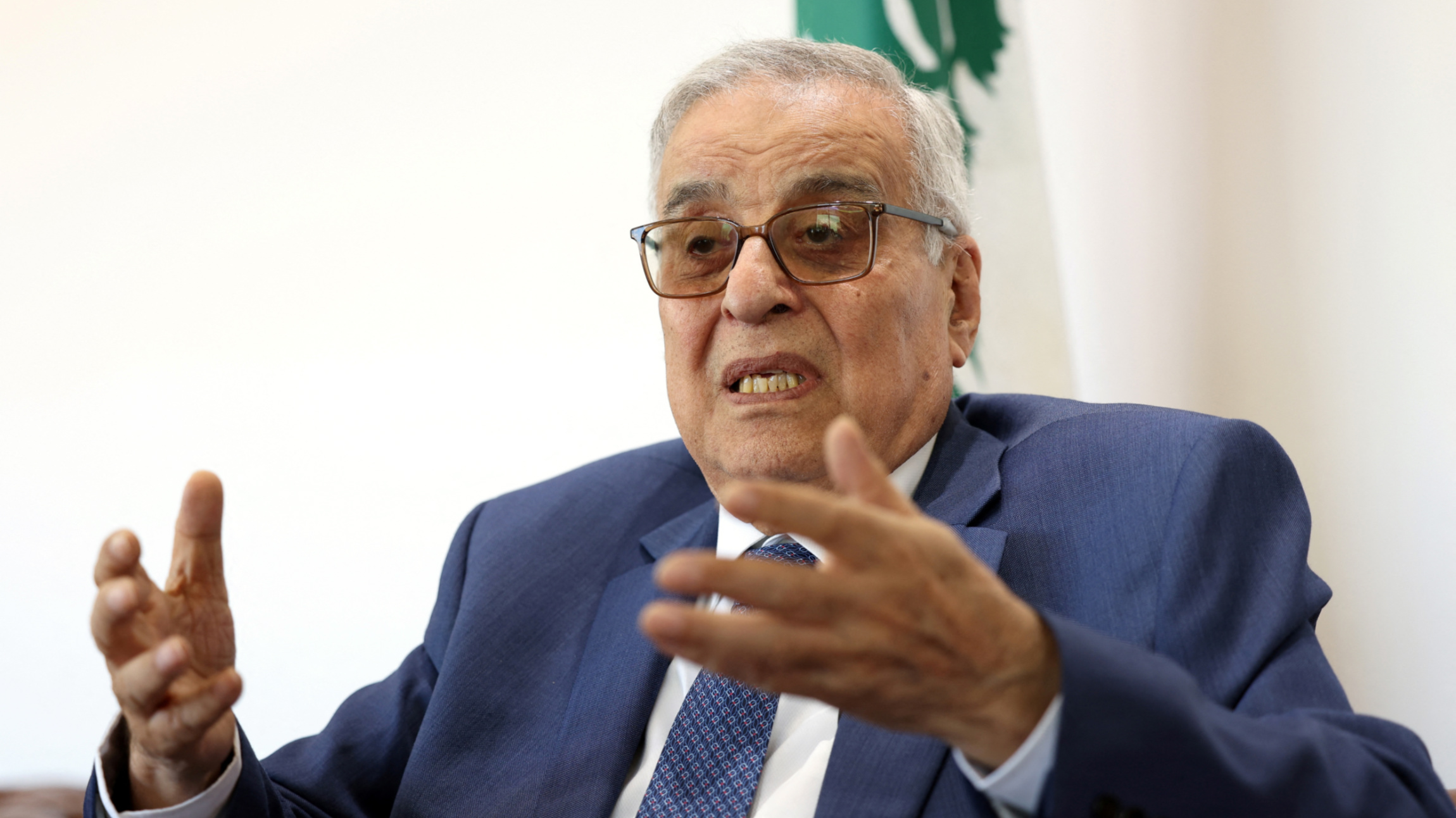 Lebanon's caretaker Foreign Minister Abdallah Bou Habib speaks during an interview with Reuters in Beirut, Lebanon on 29 July, 2024 (Mohamed Azakir/Reuters)