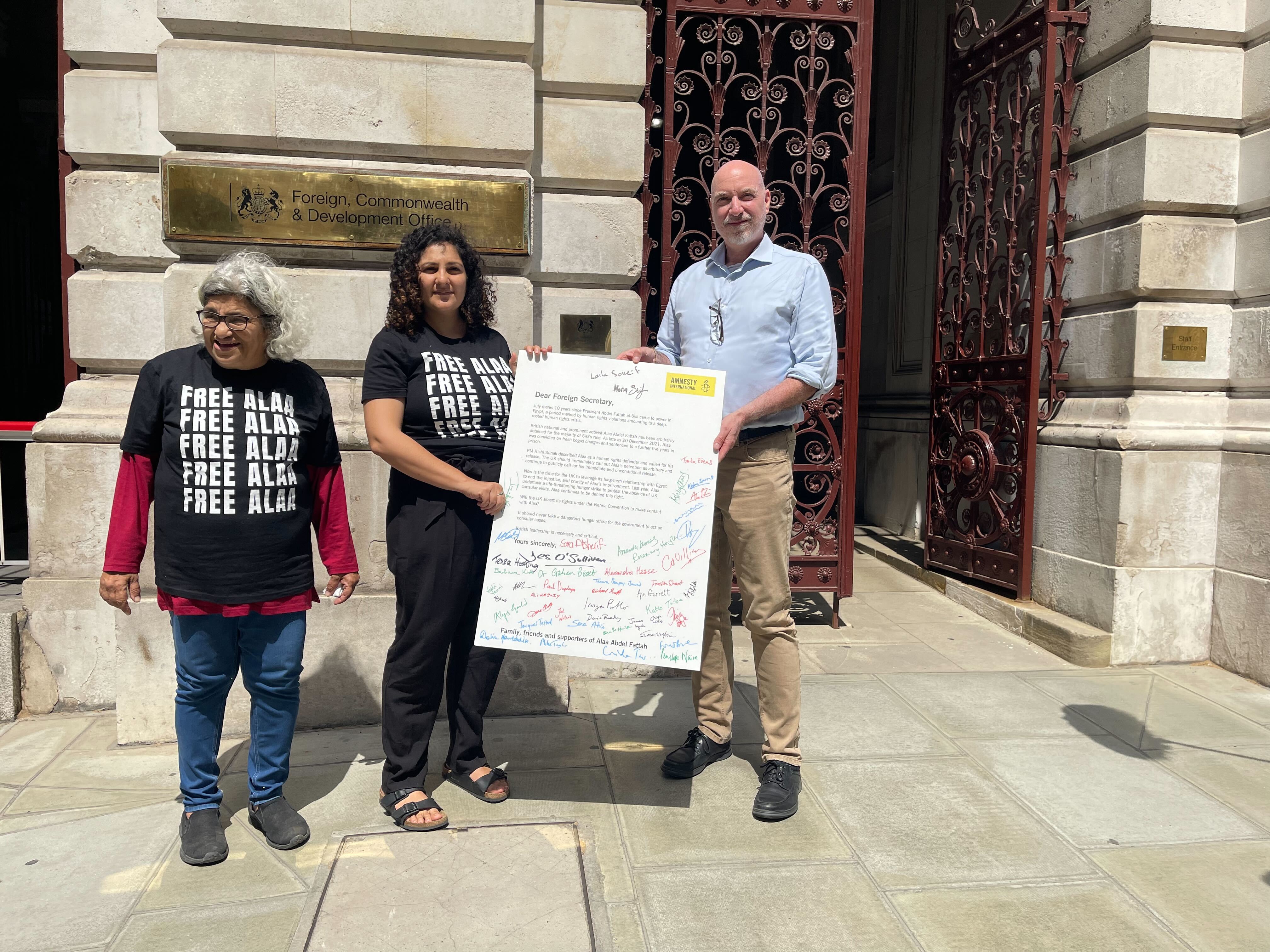 alaa abd el-fattah family hand letter to fcdo