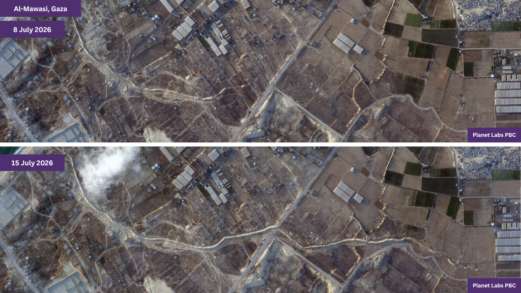 al-Mawasi Gaza sand walls yellow line