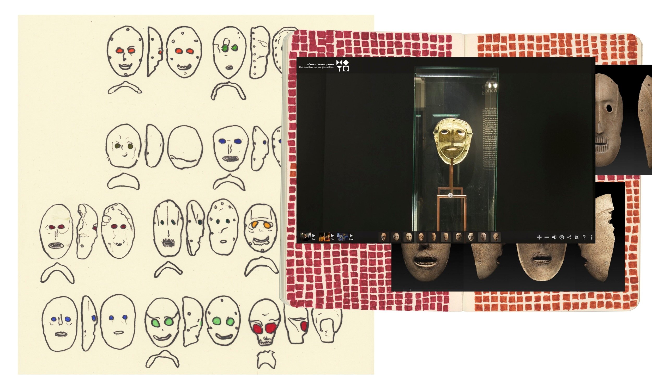 Le projet comprend une projection vidéo et une installation multimédia, avec les masques imprimés en 3D (avec l’aimable autorisation de Basel Abbas et Ruanne Abou-Rahme) 