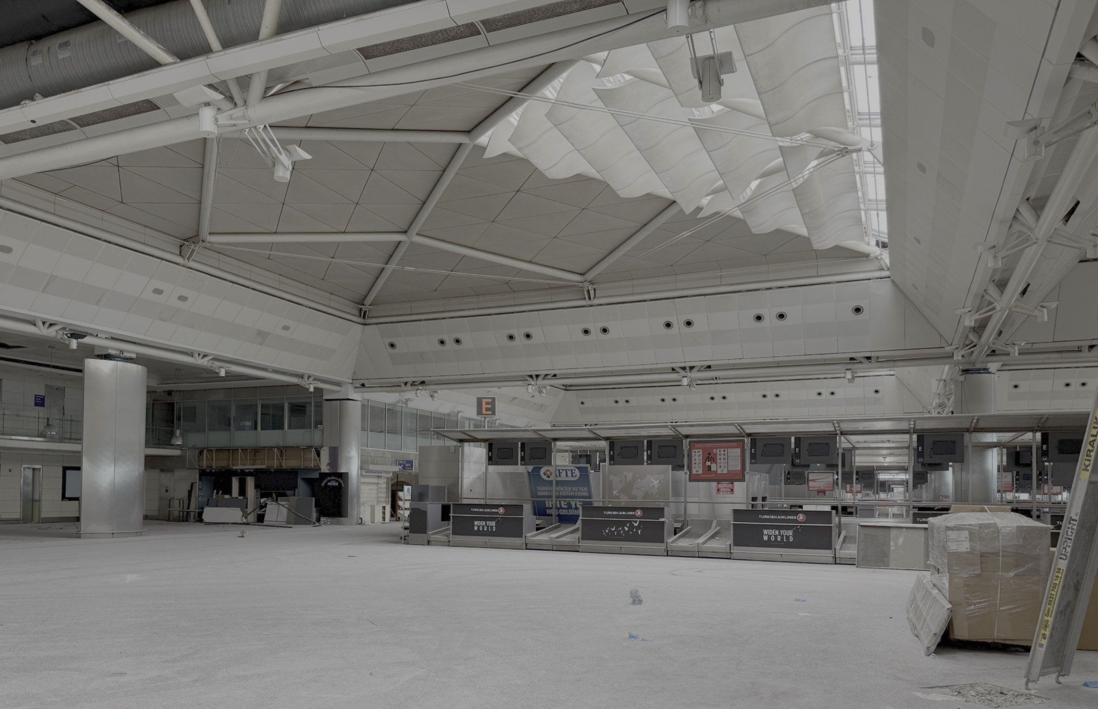 A view of Ataturk Airport before construction, above, and after its transformation into Terminal Istanbul (Handout)