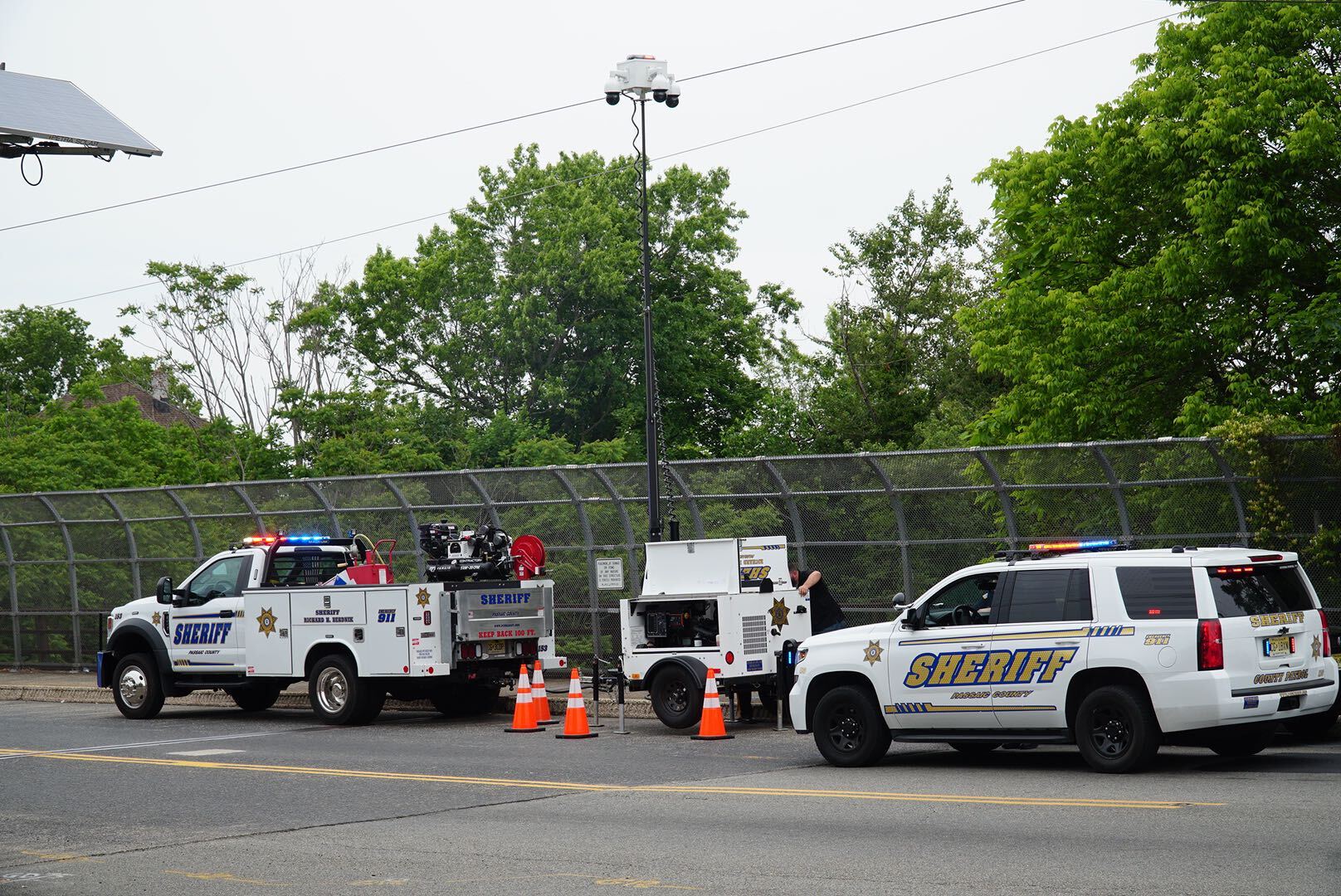 Security cameras being installed outside the Palestinian American Community Center in New Jersey.