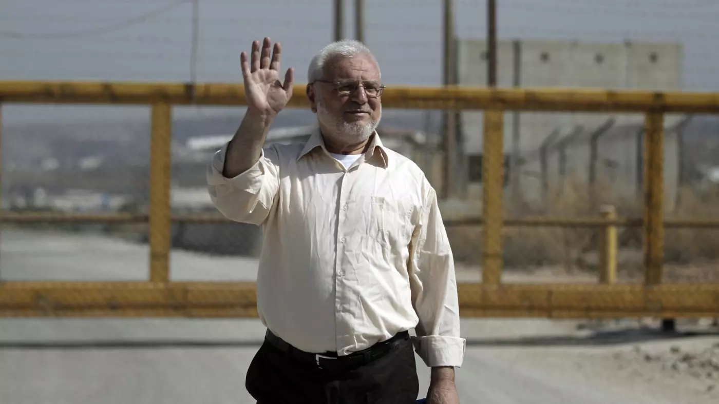 Aziz Dweik, speaker of the Palestinian Legislative Council, near the occupied West Bank town of Betunia, on 9 June 2015 (AFP/Ahmad Gharabli)