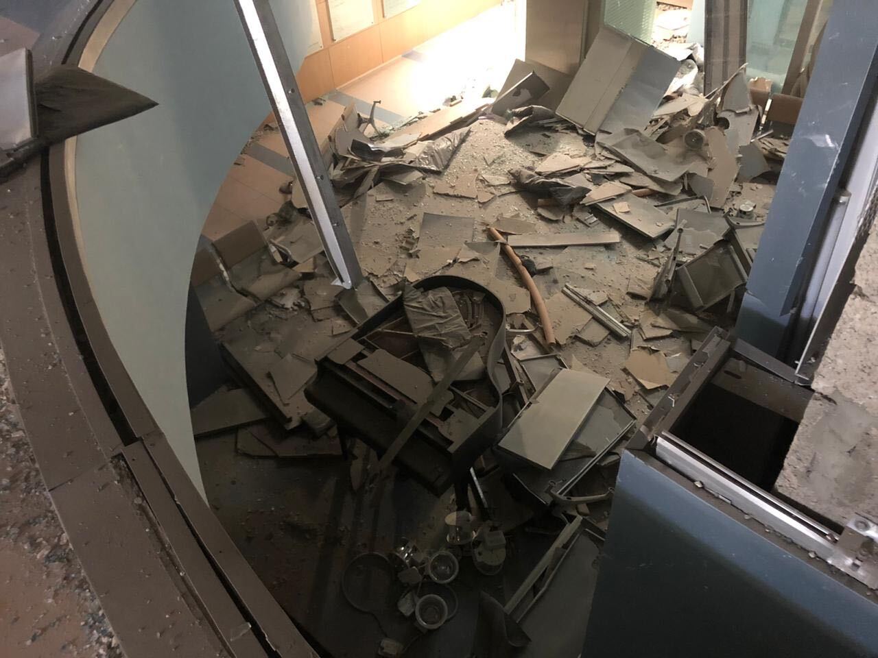 The roof at the St George Hospital in Beirut completely collapsed from the explosion on Tuesday.