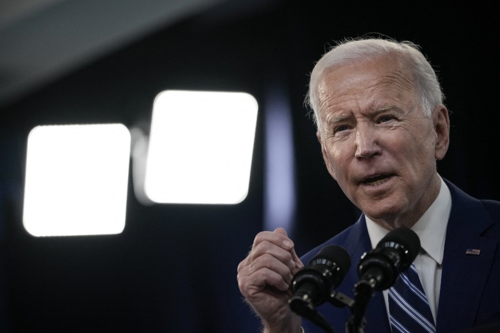 US President Joe Biden speaks at the White House on 29 March 2021 (AFP)