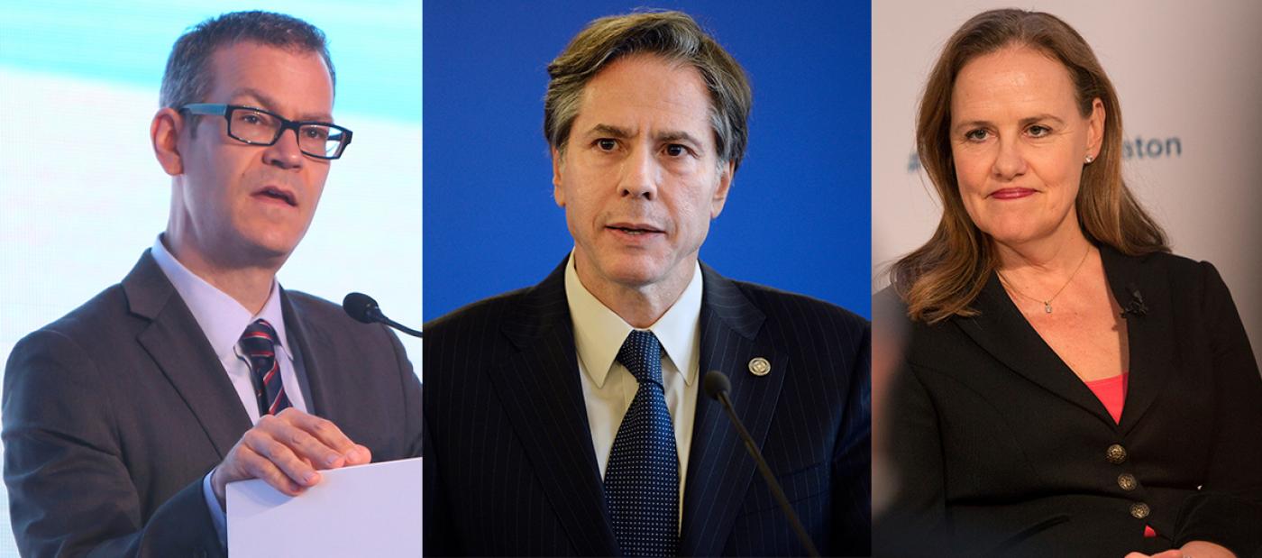 Colin Kahl (L), Antony Blinken (C), and Michele Flournoy are all advisers to Biden's presidential campaign (AFP/File photo)