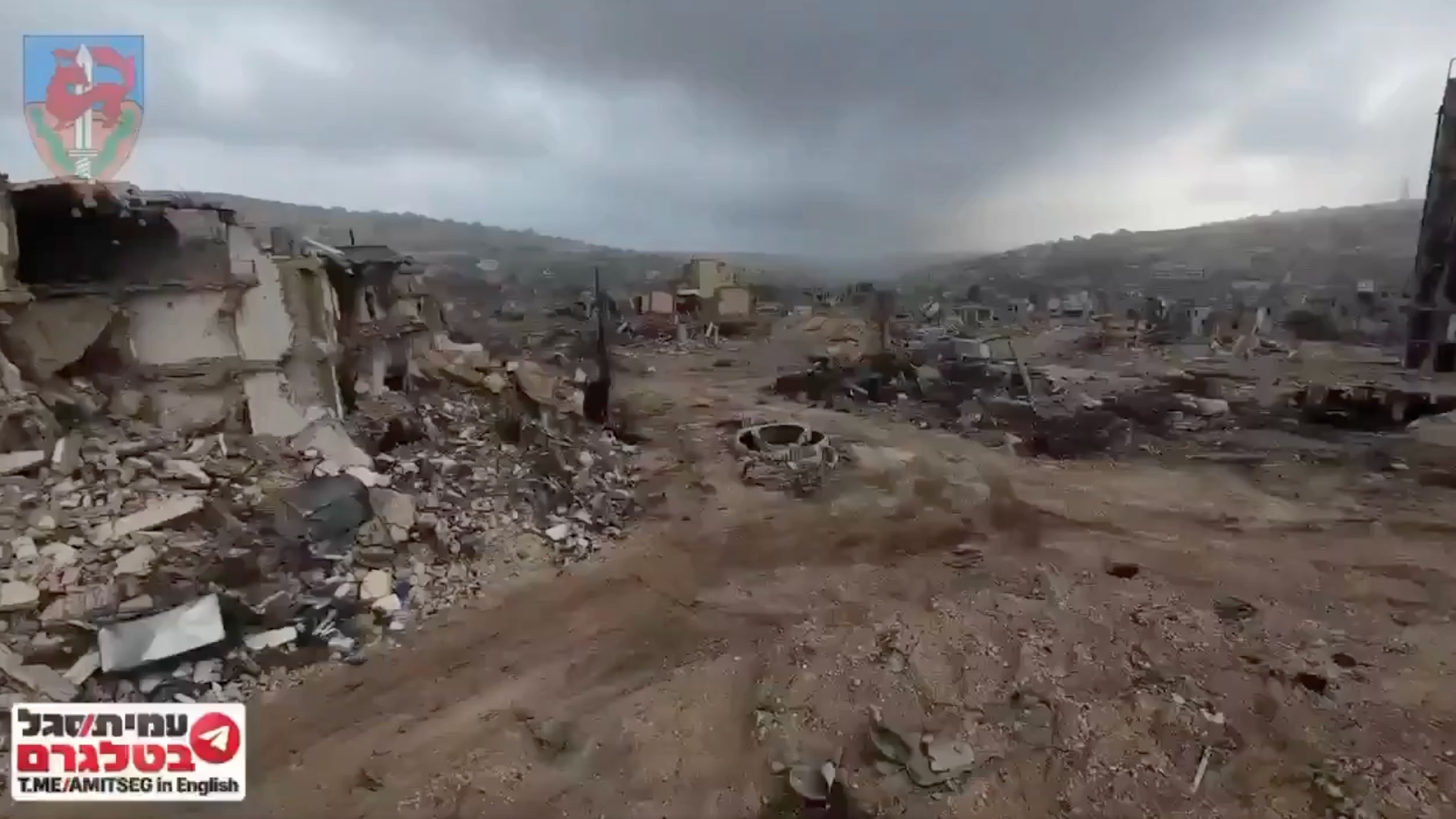 A screenshot from drone footage released by the Israeli military of Bint Jbeil following intensive battles (X)