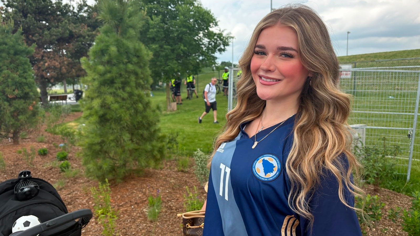 Bosnia supporter Anisa Dzumhur came to cheer on the national side at Centennial Park in Toronto as they trained ahead of their World Cup campaign (Mersiha Gadzo/MEE)