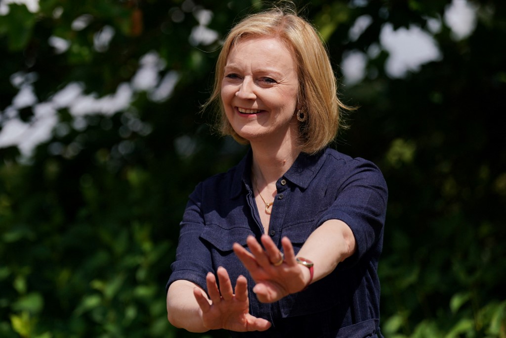 British Conservative leadership candidate Liz Truss speaks at an event in Norfolk on 29 July 2022 (AFP)