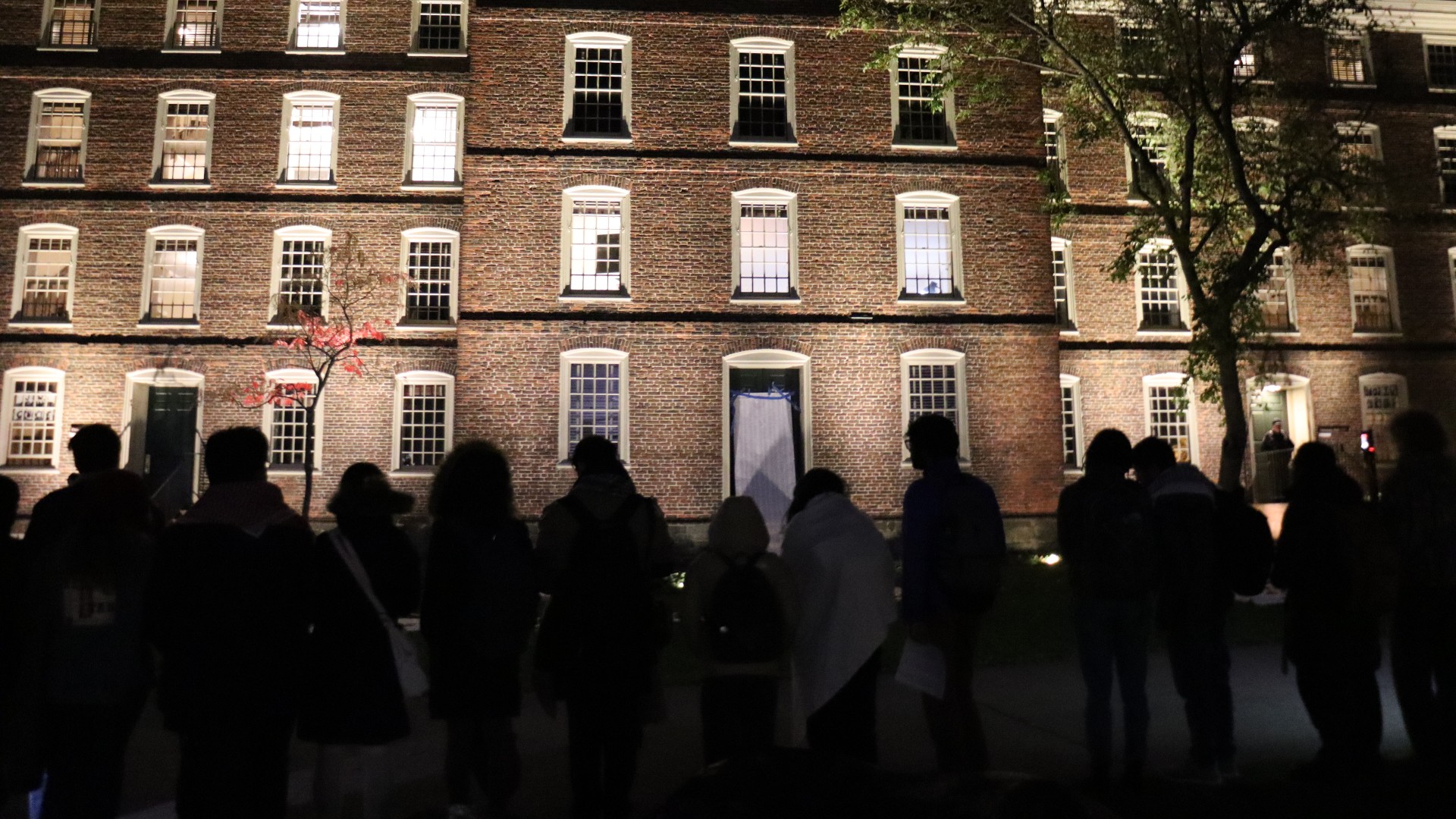 Hundreds stood outside to show their solidarity with the students conducting a sit-in (supplied)