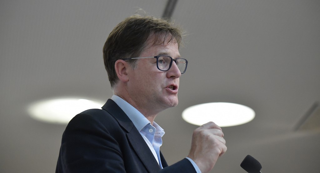 Facebook’s vice president of communications, Nick Clegg, speaks in Berlin in June 2019 (AFP)