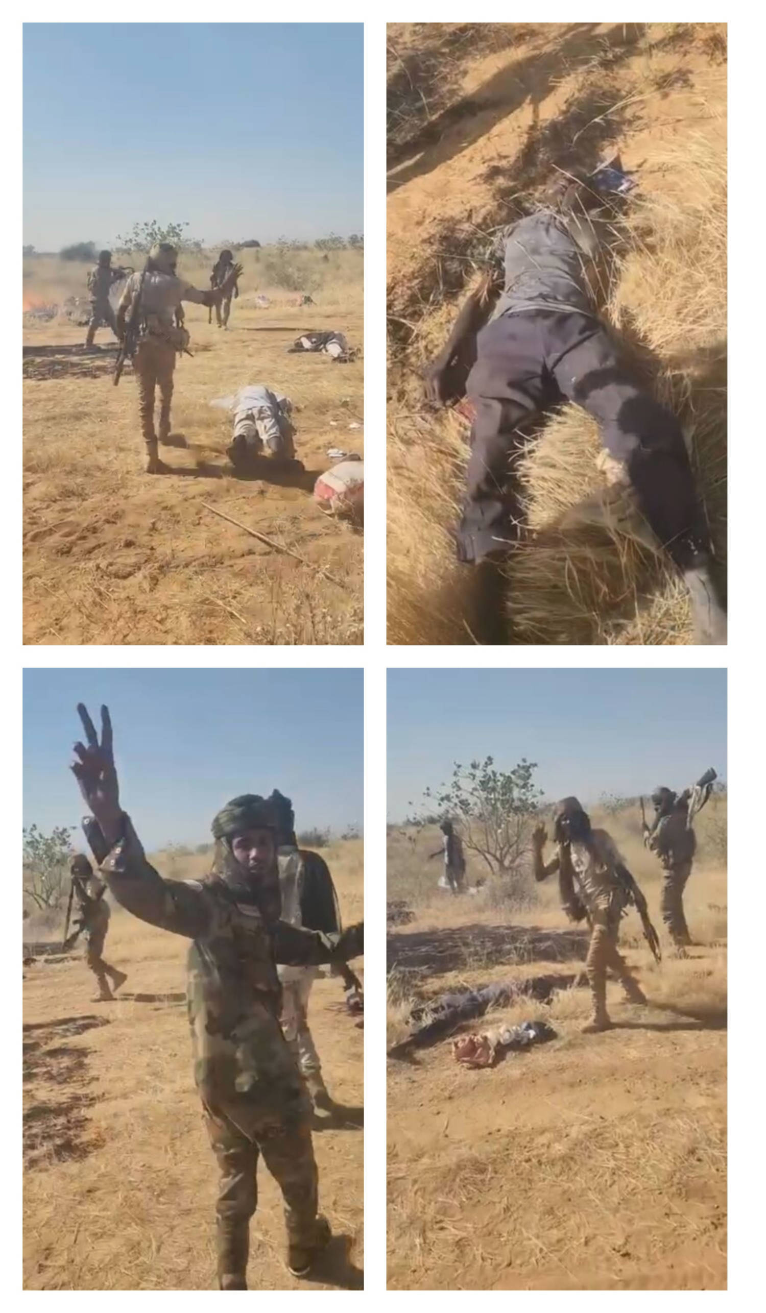 RSF fighters walk among the bodies of people outside el-Fasher (social media)