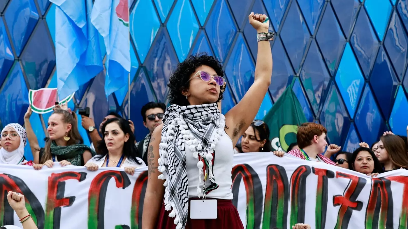 climate activists protest palestine cop28