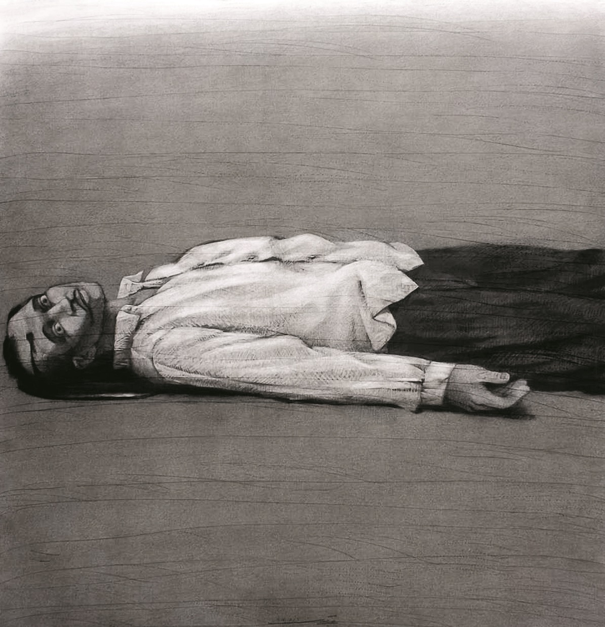 Youssef Abdelke, « Une martyre de Dara », 2012, dessin. Le 25 février 2011, lorsqu’un groupe d’enfants trace des slogans anti-Assad sur le mur d’une école, 21 d'entre eux sont arrêtés