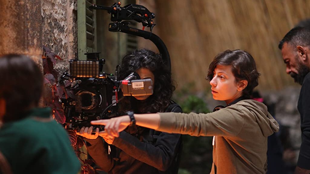 Darin Sallam on the sets of Farha (IMDB)