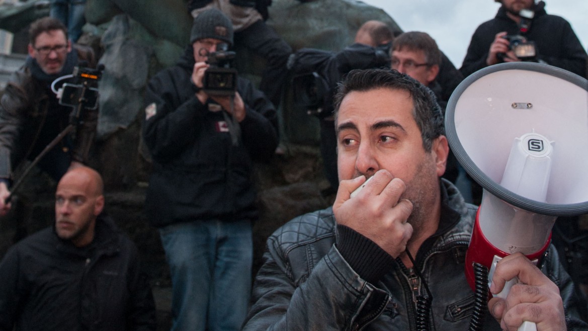Dyab Abou Jahjah takes part in a protest against racism in Antwerp on 25 March 2015 (AFP/file photo)