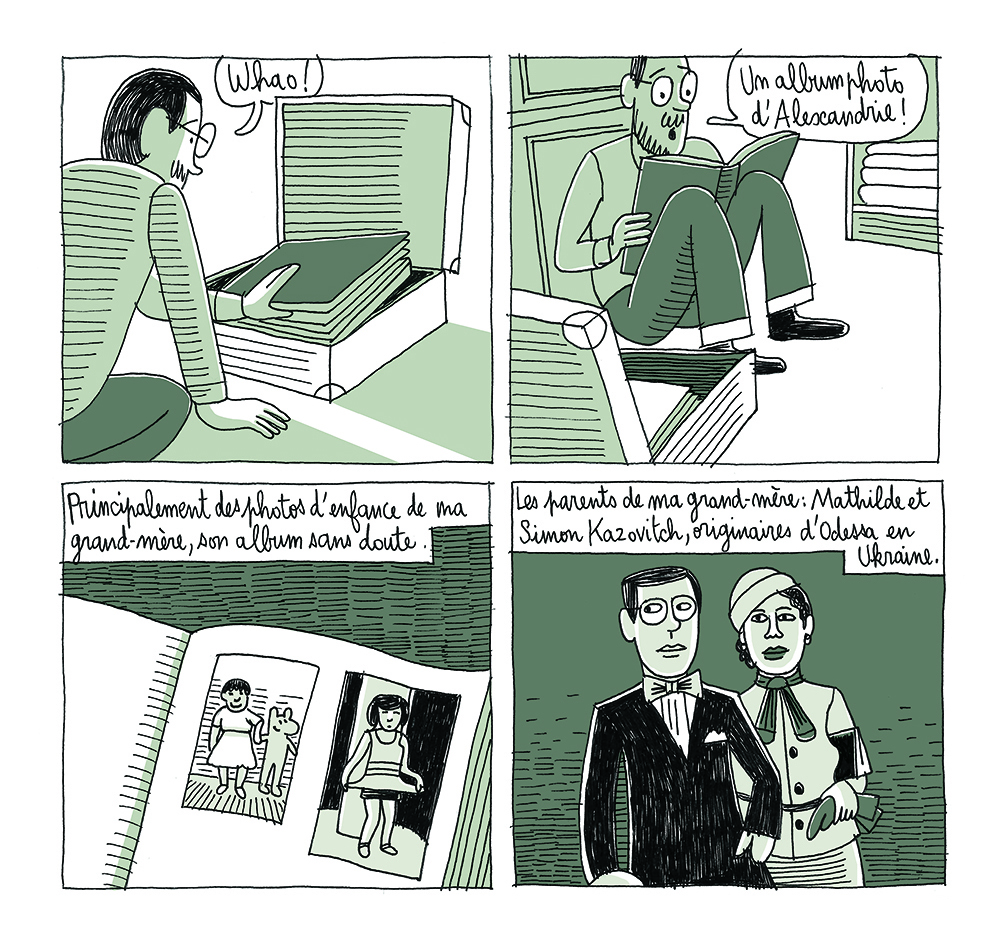 Jérémie découvre un vieil album photo de ses grands-parents à Alexandrie (avec l’aimable autorisation de Jérémie Dres)