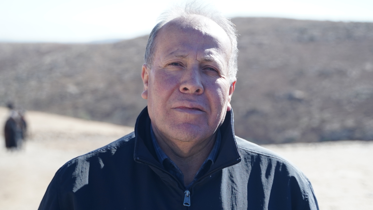 'I came today from Ramallah to pay my respects to the hero and icon Sheikh Suleiman al-Hathalin,” said Dr Emad Barghouthi, a professor of physics at Al-Quds University (MEE/Akram al-Waara)