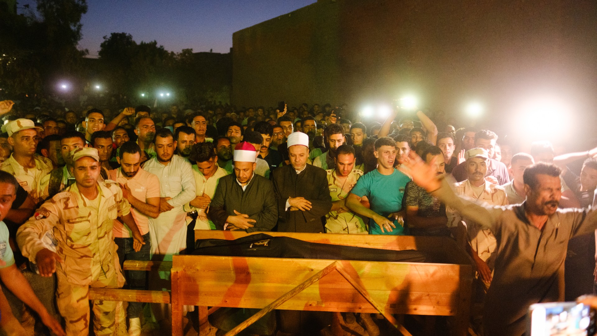 Funeral prayer held for Egyptian soldier Ibrahim Islam Abdelrazzaq in Sanhour village in Faiyum, 29 May 2024 (MEE/Sahl Abdelrahman)