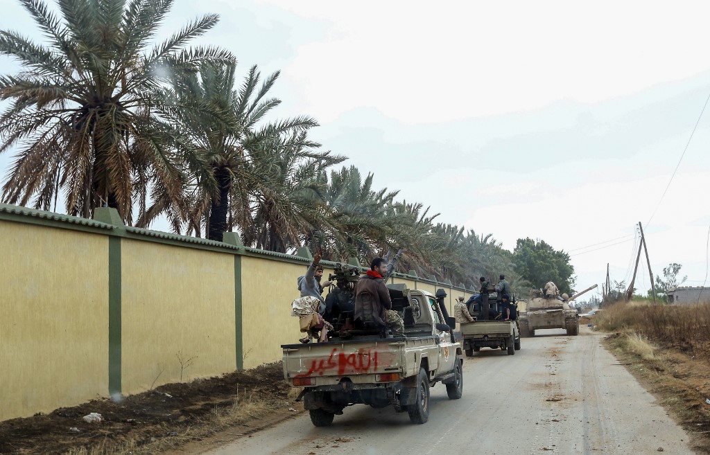 GNA-allied Libyan fighters are pictured in al-Sawani area on 1 June (AFP)