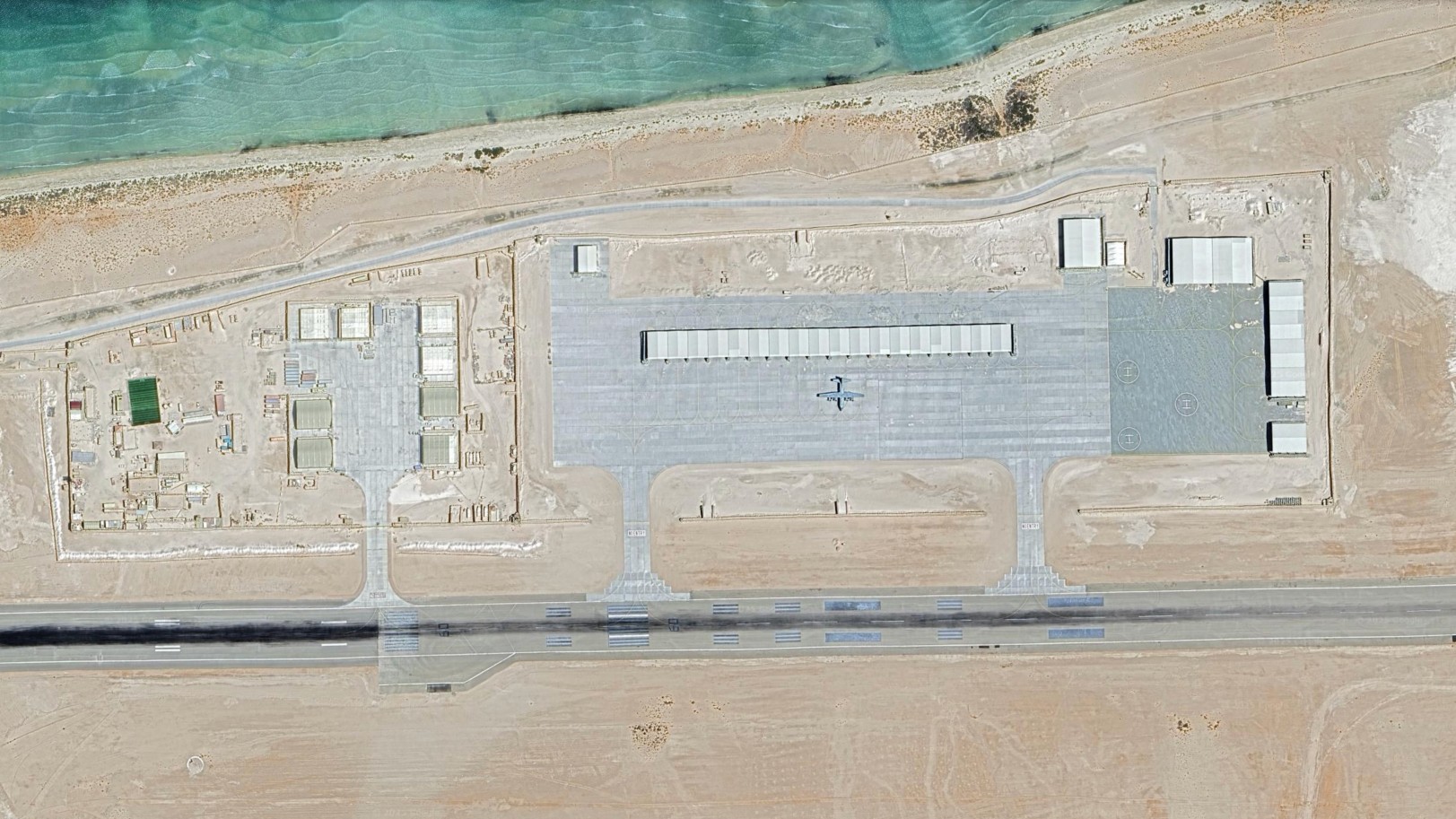 A satellite image from 5 March shows a military cargo plane at Puntland's Bosaso airport (Google Earth)