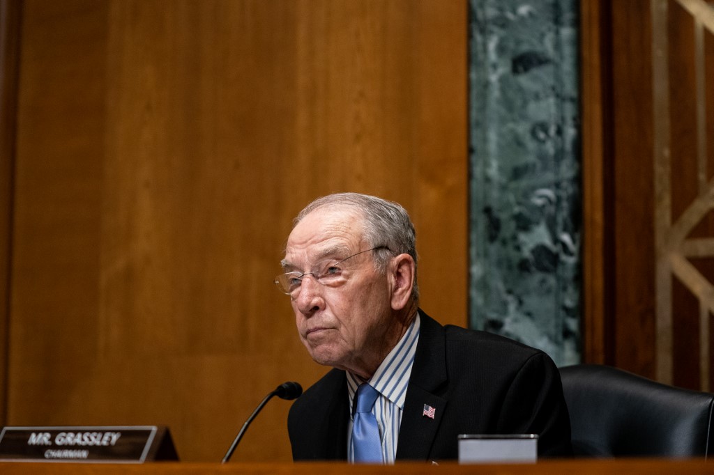 Senator Chuck Grassley speaks in Washington on 30 June (AFP)