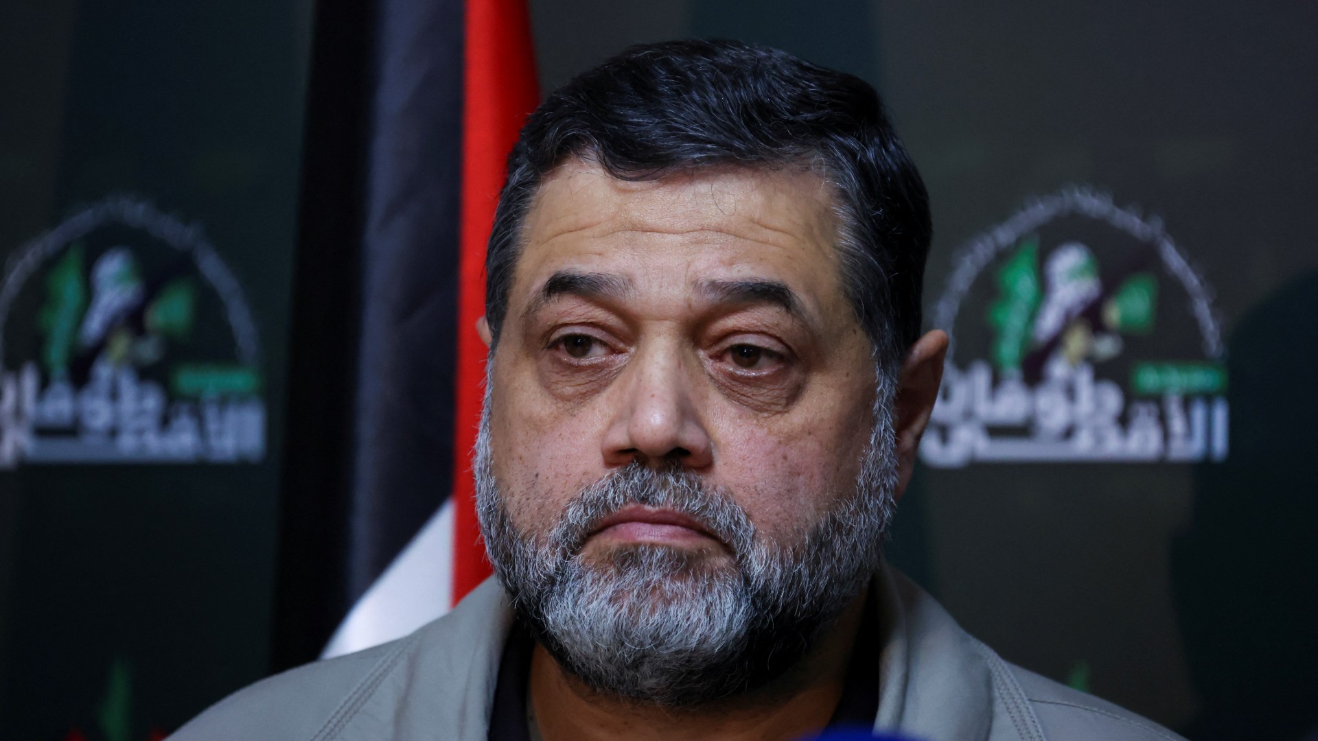 Hamas official Osama Hamdan attends a news conference in Beirut, Lebanon 8 November 2023 (Reuters/Mohamed Azakir)