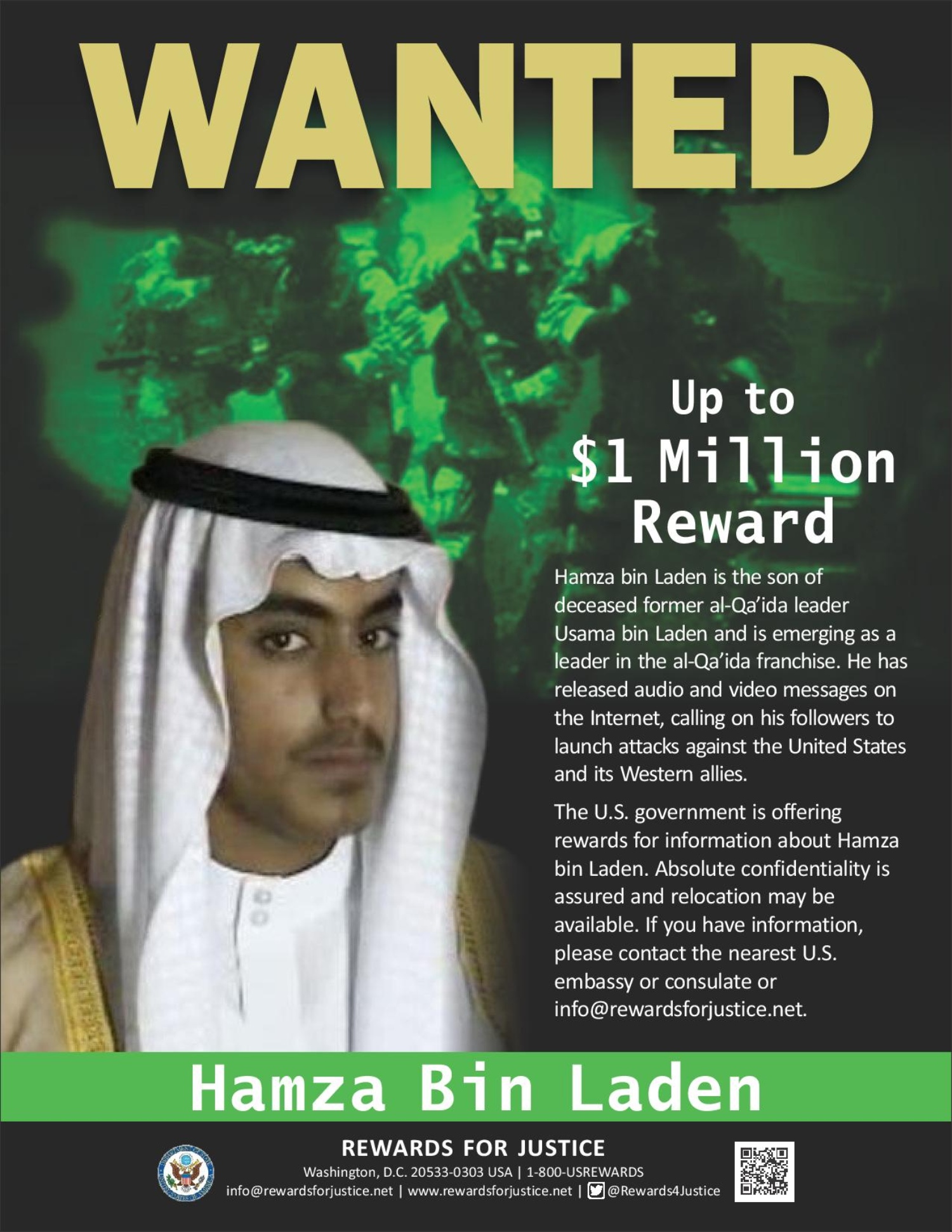 Hamza bin Laden wanted poster