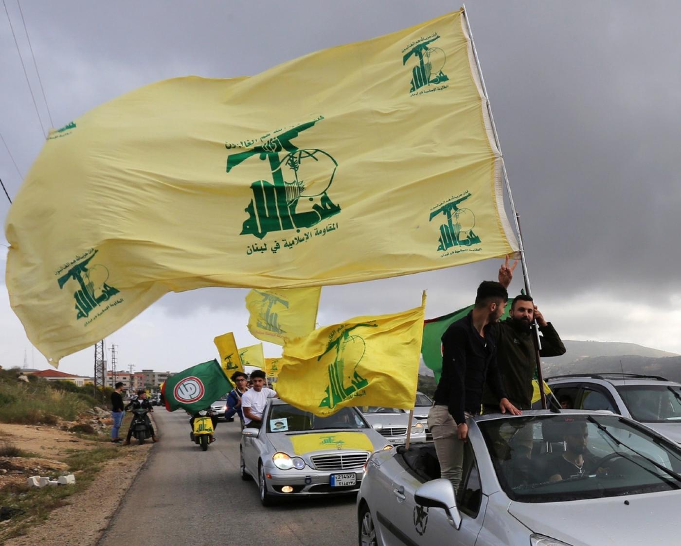 Hezbollah supporters celebrate the results of the May 2018 legislative elections (Reuters)