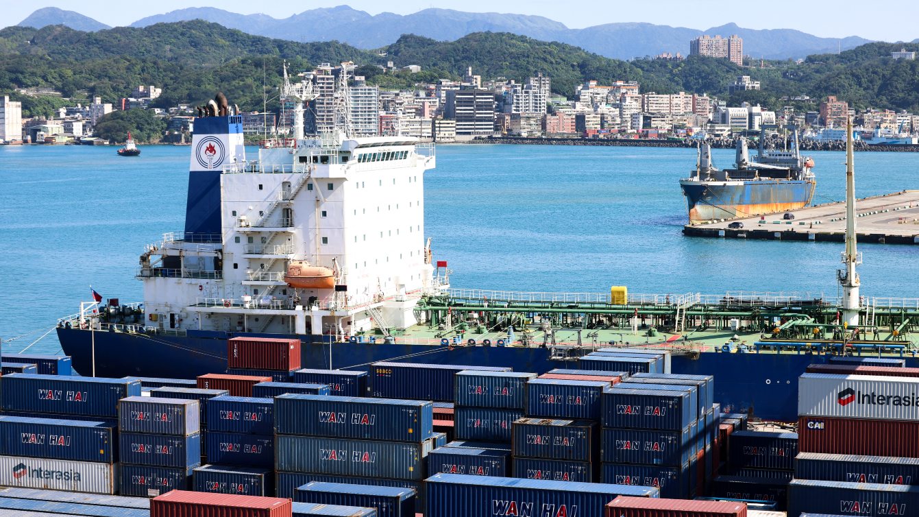 An oil tanker docked at Keelung Port on 11 March 2026. I-Hwa Cheng / AFP