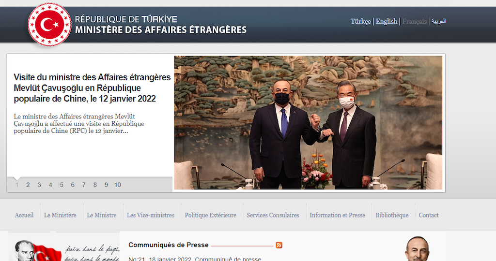 Le ministère des Affaires étrangères turques a déjà adopté Türkiye dans sa communication officielle et son identité visuelle (capture d’écran)
